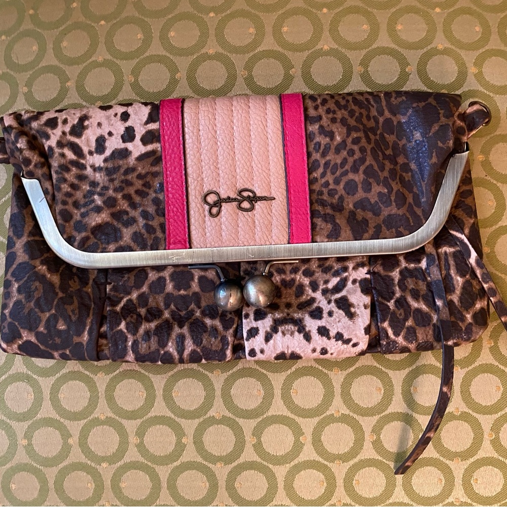 Jessica Simpson animal print clutch